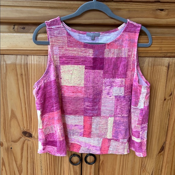 Habitat Tops - Habitat Top Cropped Pink 100% Cotton Scoop Neck Women's Large